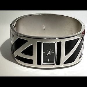 Anne Klein Black and silver bangle watch